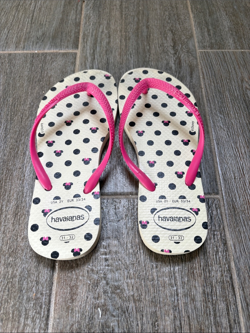 Havaianas Kids Pink Minnie Strap Polka Dot Flip Flops